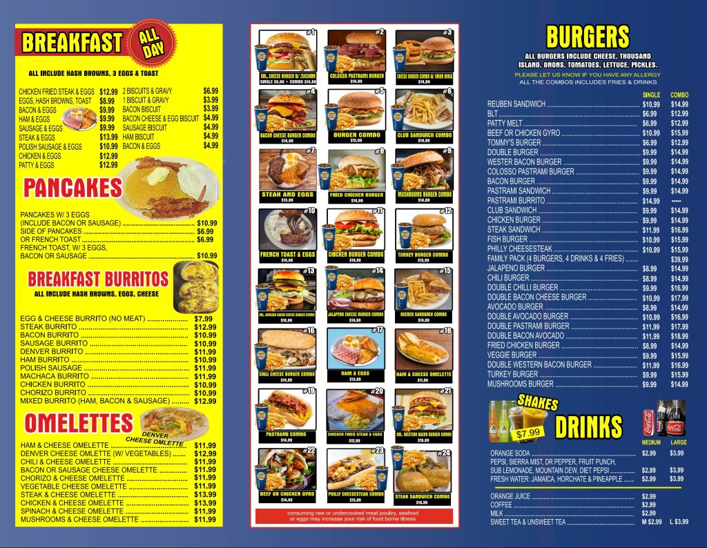 Tommys Burger Menu 1