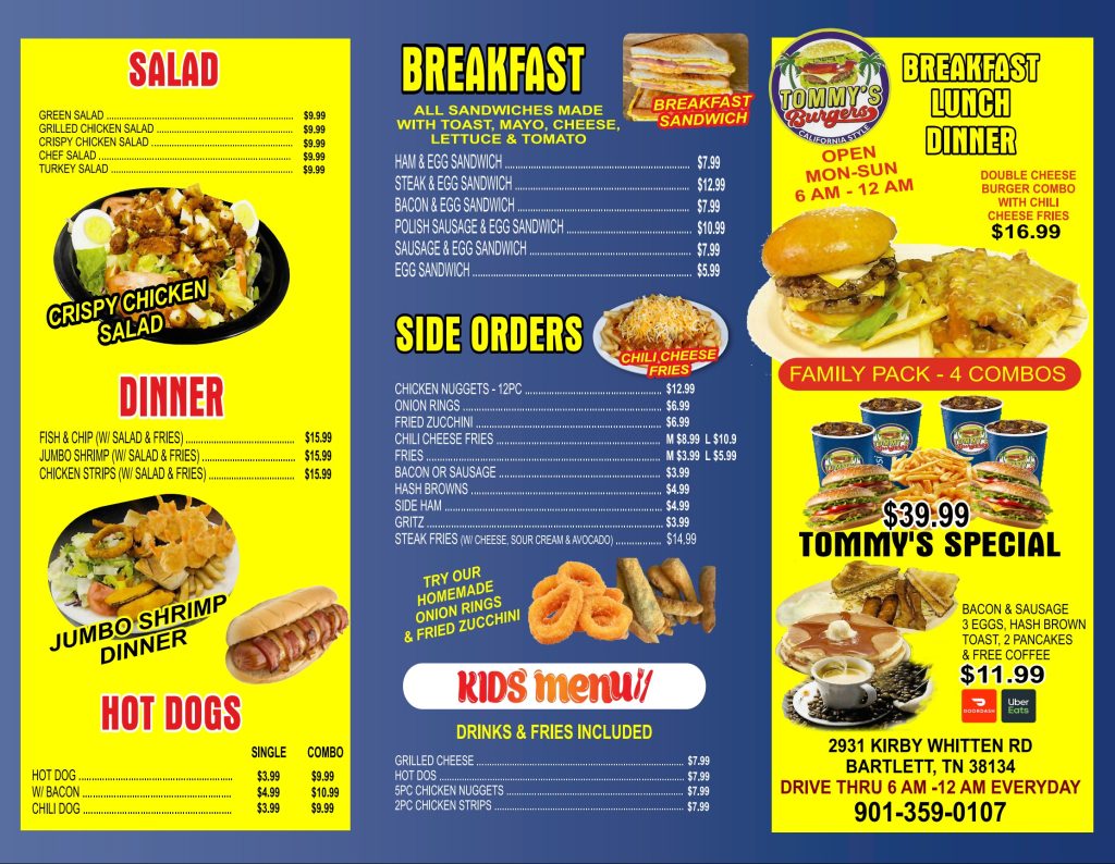 Tommys Burger Menu 2